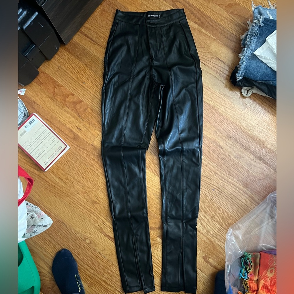 PrettyLittleThing Black Faux Leather High-Waist Pants